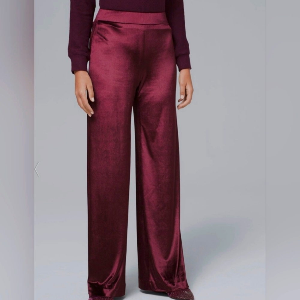 White House Black Market wide leg velvet pants in Cabernet‎